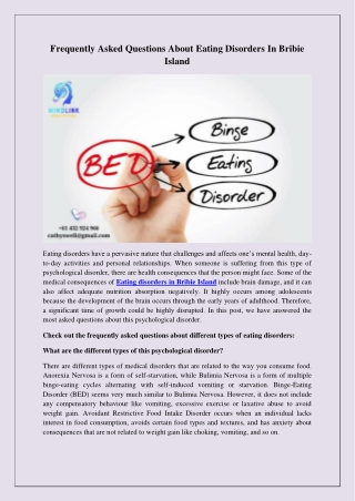 Frequently asked questions about Eating disorders in Bribie Island