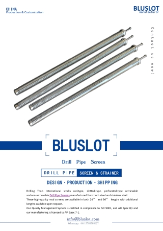 Custom SS Drill Pipe Mud Screens - Bluslot