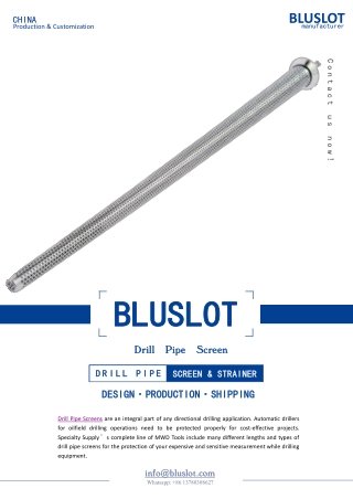 Drill Pipe Mud Screen Manufacturer - Bluslot Filter