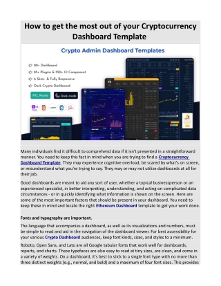 How to get the most out of your Cryptocurrency Dashboard Template