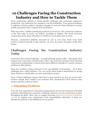 10 Challenges Facing the Construction Industry and How to Tackle Them