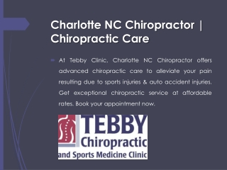 Charlotte NC Chiropractor | Chiropractic Care | Tebby Clinic