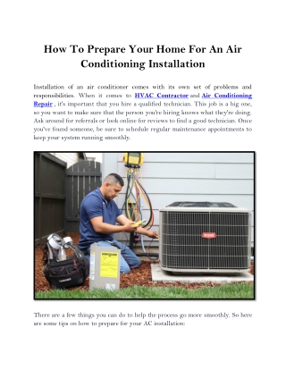 How to prepare your Home for an air conditioning installation