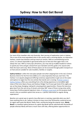 Sydney  How to Not Get Bored