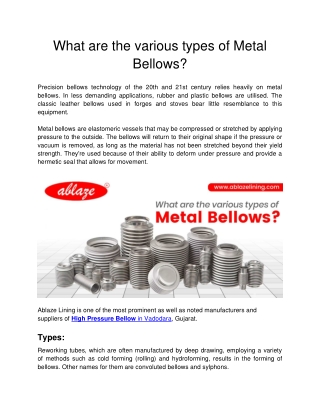Ablaze Lining - What are the various types of Metal Bellows