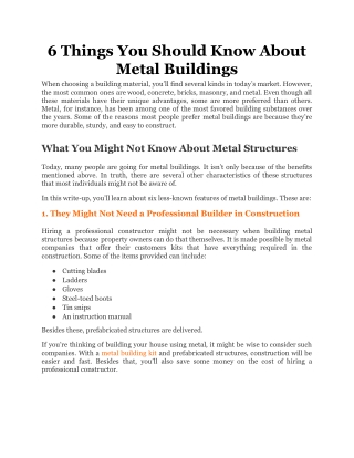 6 Things You Should Know About Metal Buildings