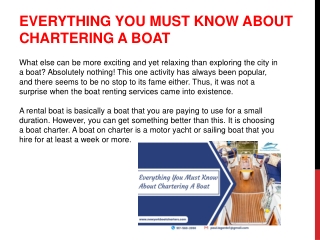 Everything You Must Know About Chartering A Boat