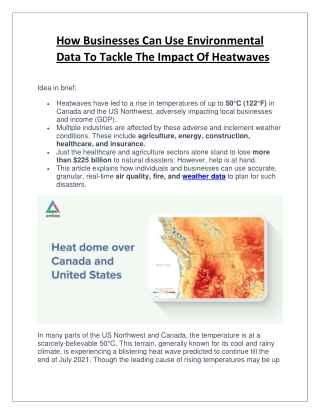 How Businesses Can Use Environmental Data To Tackle The Impact Of Heatwaves