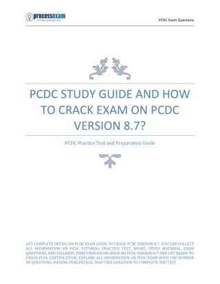 PCDC Study Guide and How to Crack Exam on PCDC Version 8.7?