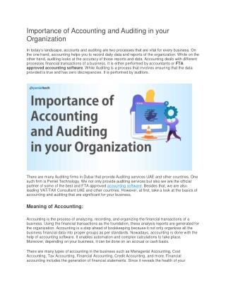 Importance of Accounting and Auditing in your Organization