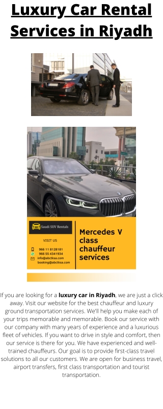 Luxury Car Rental Services in Riyadh