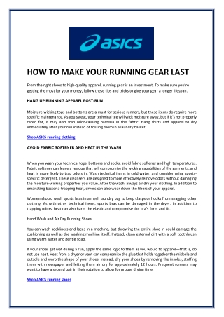 HOW TO MAKE YOUR RUNNING GEAR LAST