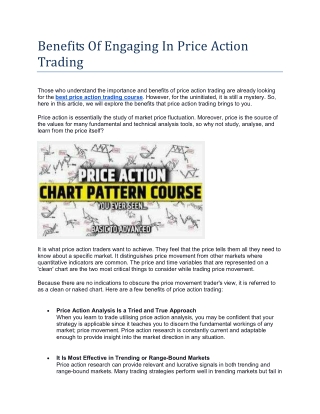 Benefits Of Engaging In Price Action Trading