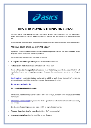 TIPS FOR PLAYING TENNIS ON GRASS