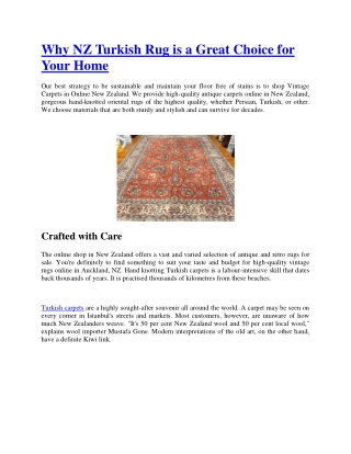 Why NZ Turkish Rug is a Great Choice for Your Home