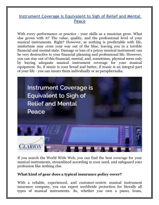 Instrument Coverage is Equivalent to Sigh of Relief and Mental Peace