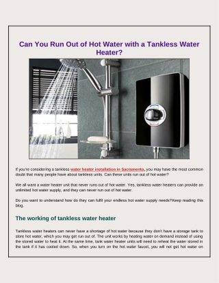 Can Tankless Water Heater Fulfill Endless Hot Water Needs?