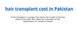 hair transplant cost in Pakistan