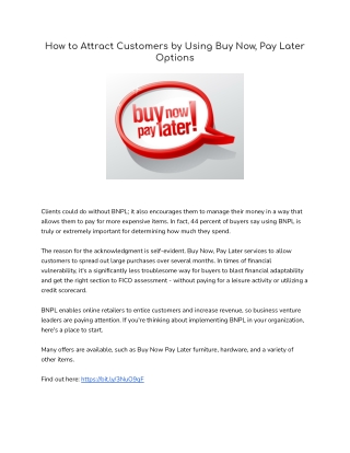 How to Attract Customers by Using Buy Now, Pay Later Options