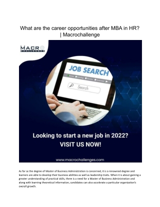 What are the career opportunities after MBA in HR_ _ Macrochallenge
