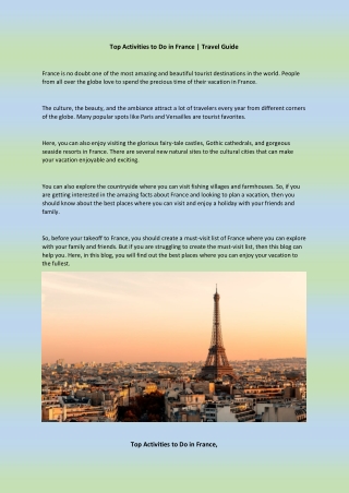 Top Activities to Do in France
