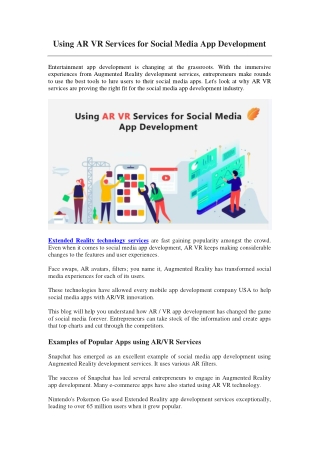 Using AR VR Services for Social Media App Development