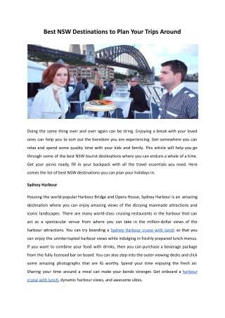 Best NSW Destinations to Plan Your Trips Around