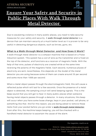 How Can a Walk Through Metal Detector Ensure Your Safety and Security in Public Places