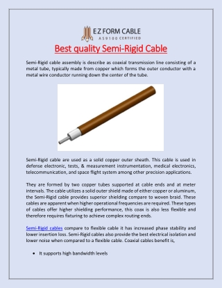 Best quality Semi-Rigid Cable