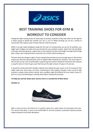 BEST TRAINING SHOES FOR GYM & WORKOUT TO CONSIDER