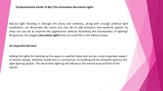Comprehensive Guide To Buy The Innovative decorative lights