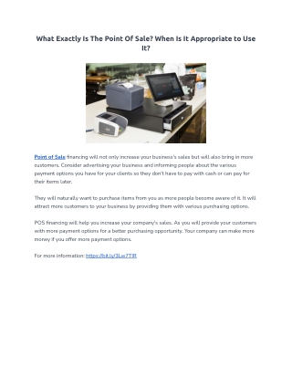 What Exactly Is The Point Of Sale? When Is It Appropriate to Use It?
