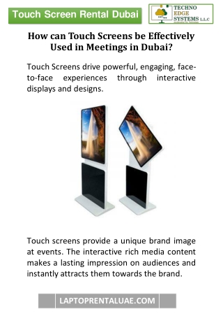 How can Touch Screens be Effectively Used in Meetings in Dubai?