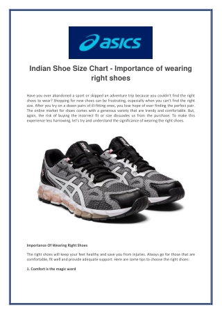 Indian Shoe Size Chart - Importance of wearing right shoes
