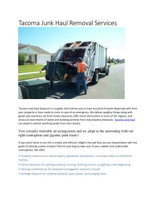 Tacoma Junk Haul Removal Services