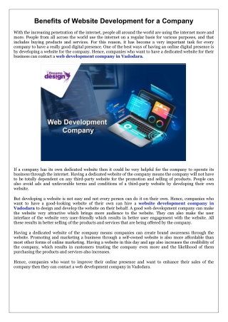 Benefits of Website Development for a Company