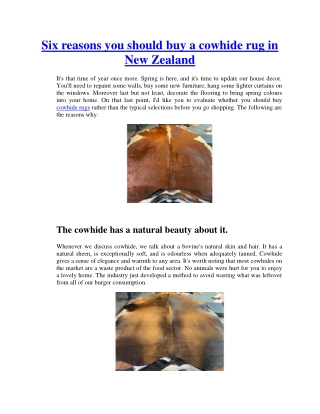 Six reasons you should buy a cowhide rug in New Zealand