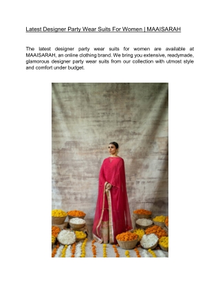 Latest Designer Party Wear Suits For Women | MAAISARAH
