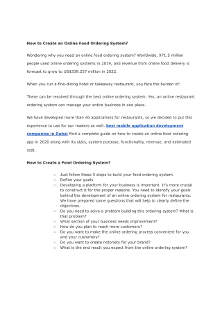 How to Create an Online Food Ordering System - 2022 - Google Docs