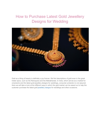 How to Purchase Latest Gold Jewellery Designs for Wedding