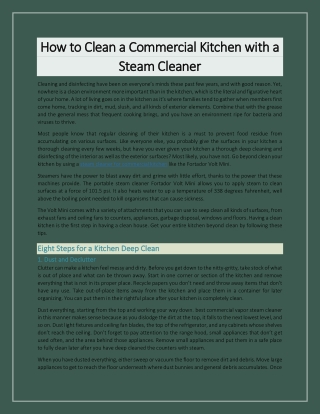 How to Clean a Commercial Kitchen with a Steam Cleaner