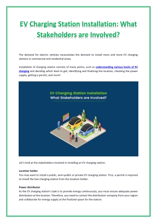 Which Stakeholders Involved in Installing an EV Charging Station