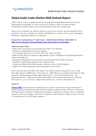 Global Audio Codec Market Overview Analysis and Growth