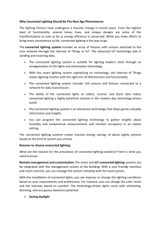 Why Connected Lighting Should Be The New Age Phenomenon