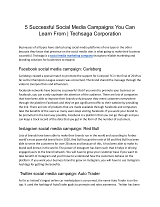 5 Successful Social Media Campaigns You Can Learn From _ Techsaga Corporation