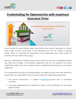 Credentialing for Optometrists with maximum Insurance Firms