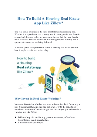 How To Build A Housing Real Estate App Like Zillow