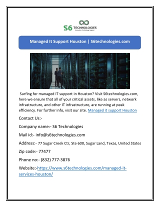 Managed It Support Houston | S6technologies.com