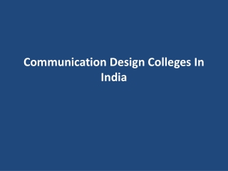 Communication Design Colleges In India