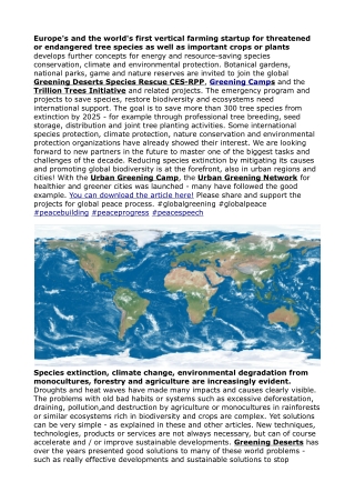 Global Greening Deserts Trillion Trees Initiative Climate Emergency_ Peace Building and Species Rescue Projects